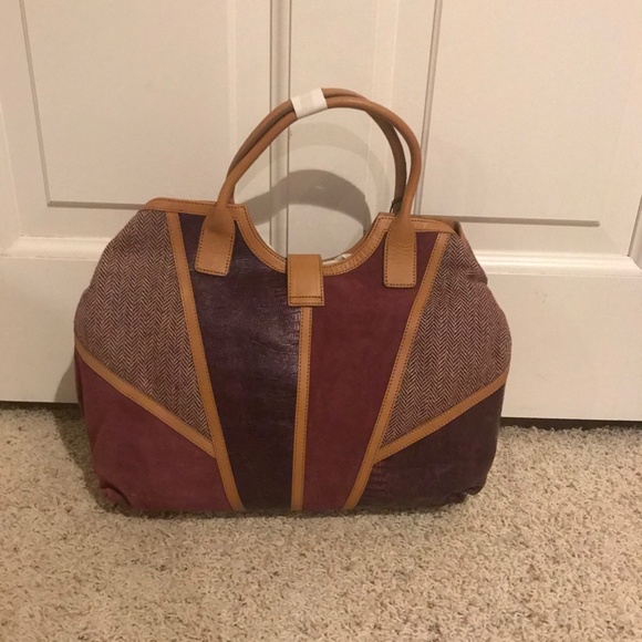 Sharif Burgundy and Tan Women's Bag - Picture 2 of 5